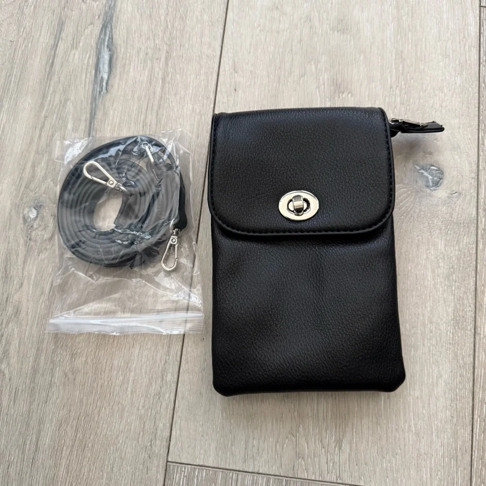 Black Leather Phone Pouch case